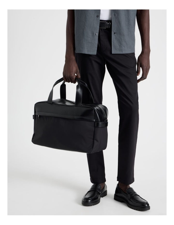 Nylon Overnighter Bag in Black