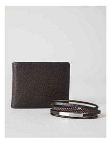 WALLET AND BRACELET GIFT SET  BROWN