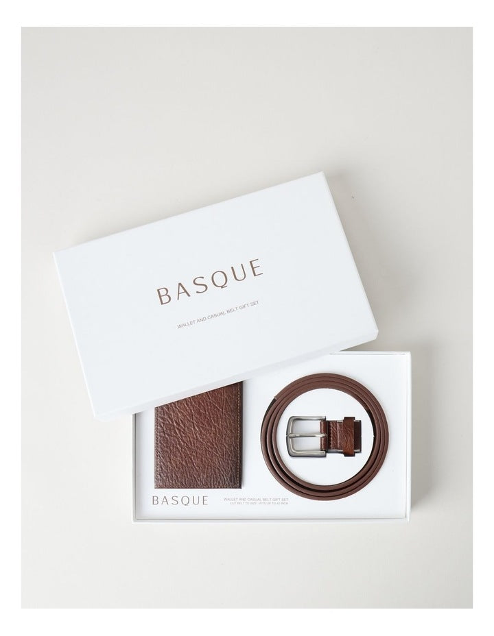 REVERSIBLE BELT & WALLET SET BROWN