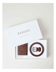 REVERSIBLE BELT & WALLET SET BROWN