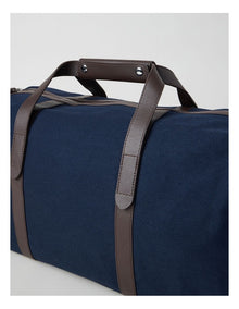 Leather Trim Weekender Bag in Navy