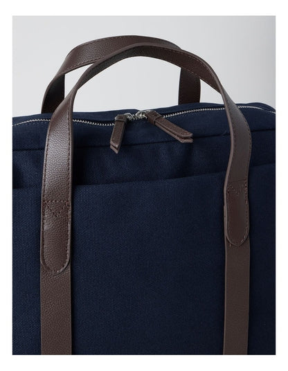 Leather Trim Briefcase Bag in Navy