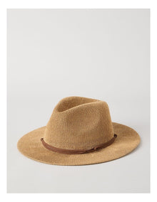 PANAMA HAT WITH SUEDE TRIM NATURAL