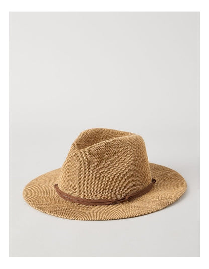 PANAMA HAT WITH SUEDE TRIM NATURAL