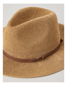 PANAMA HAT WITH SUEDE TRIM NATURAL