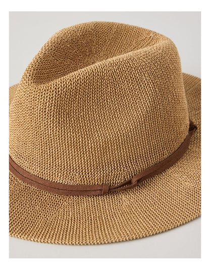 PANAMA HAT WITH SUEDE TRIM NATURAL