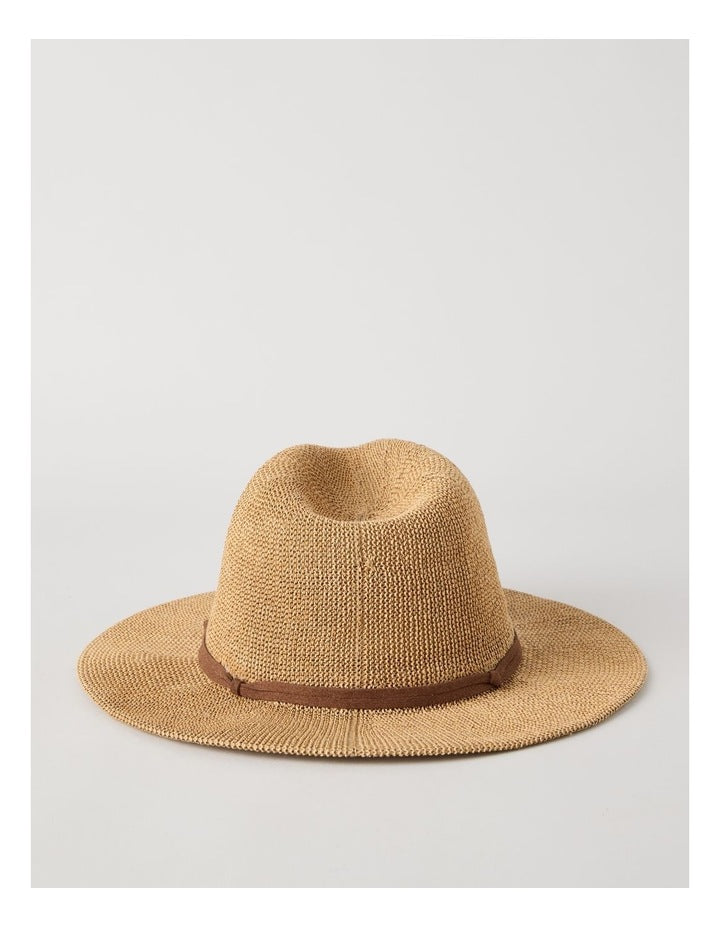 PANAMA HAT WITH SUEDE TRIM NATURAL