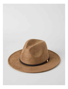 PANAMA HAT WITH SUEDE TRIM TAN