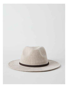 PANAMA HAT WITH SUEDE TRIM GREY