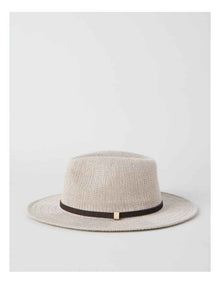 PANAMA HAT WITH SUEDE TRIM GREY