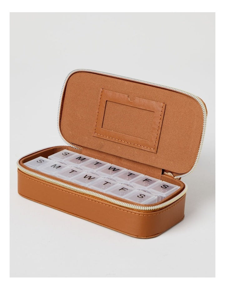 TRAVEL PILL BOX TAN