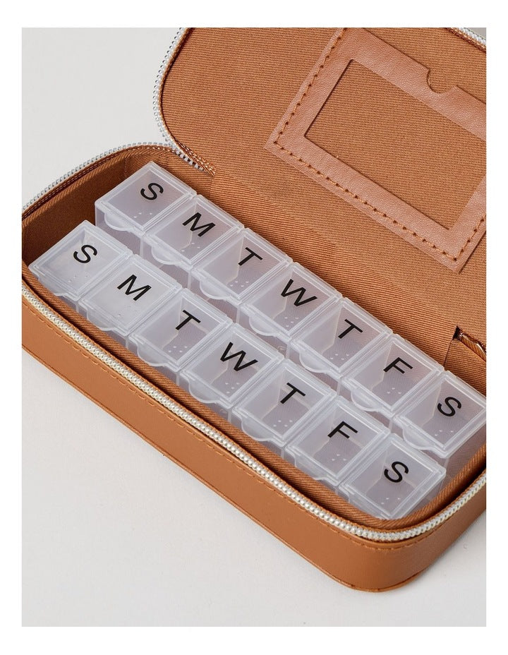 TRAVEL PILL BOX TAN
