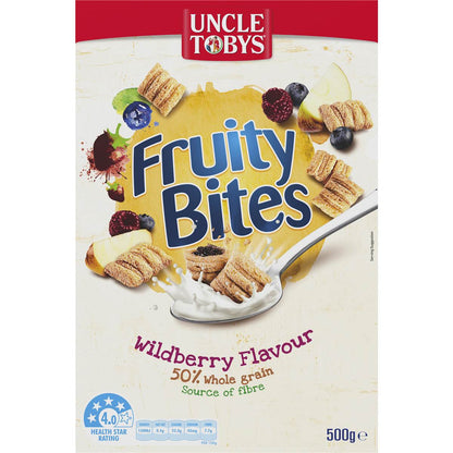 Uncle Tobys Fruity Bites Wildberry Flavour Breakfast Cereal 500g
