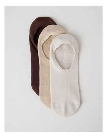 3 Pack Australian Cotton No Show Socks in Browns