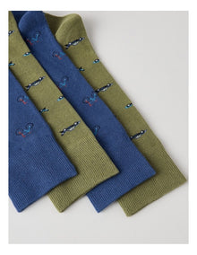 2 Pack Bike/Car Socks in Blue and Khaki