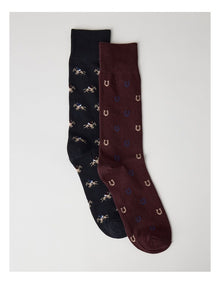2 Pack at the Races Socks in Black and Andorra