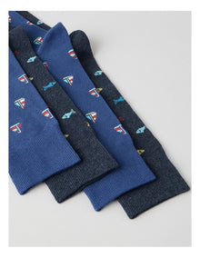 2 Pack Ocean Cruise Socks in Navy and Blue