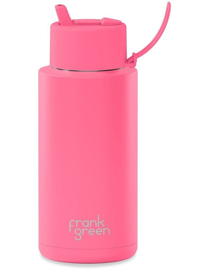 Stainless Steel Reusable Bottle with Flip Straw Lid 34oz in Bubblegum