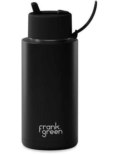 Stainless Steel Reusable Bottle with Flip Straw Lid 34oz/1L in Midnight