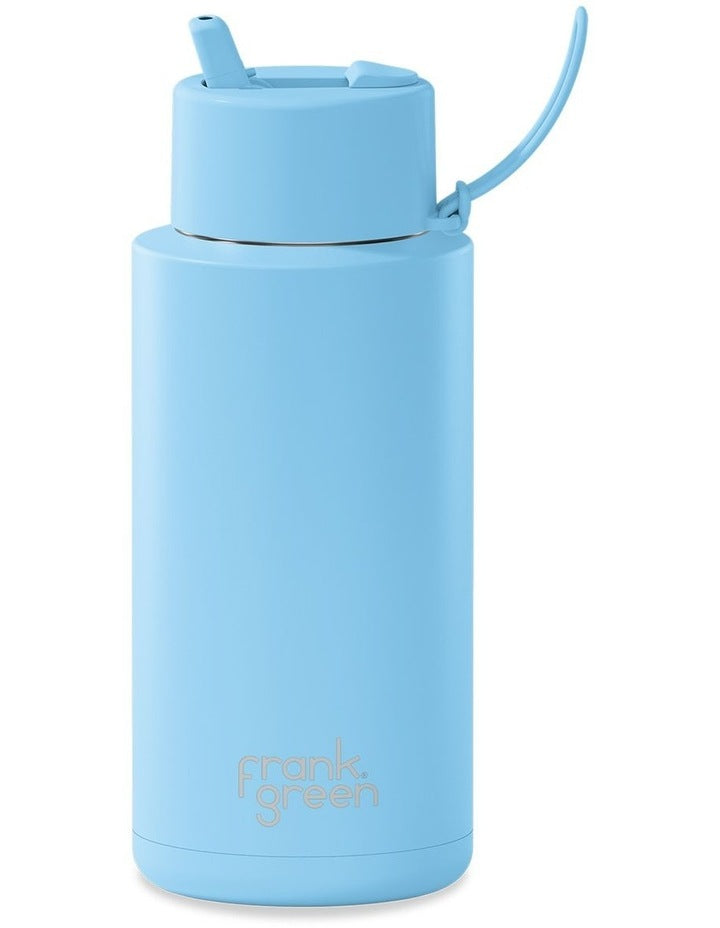 34oz/1L Stainless Steel Reusable Bottle Sky Blue with Flip Straw Lid