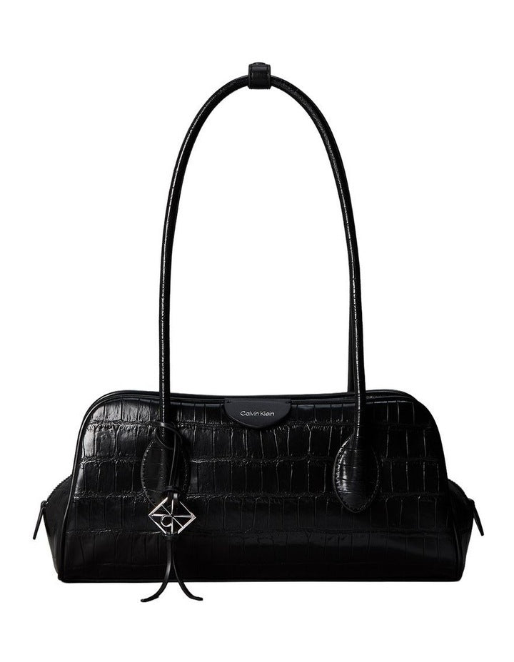 Emblem Trio Shoulder Bag in Black Croc