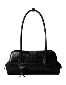 Emblem Trio Shoulder Bag in Black Croc
