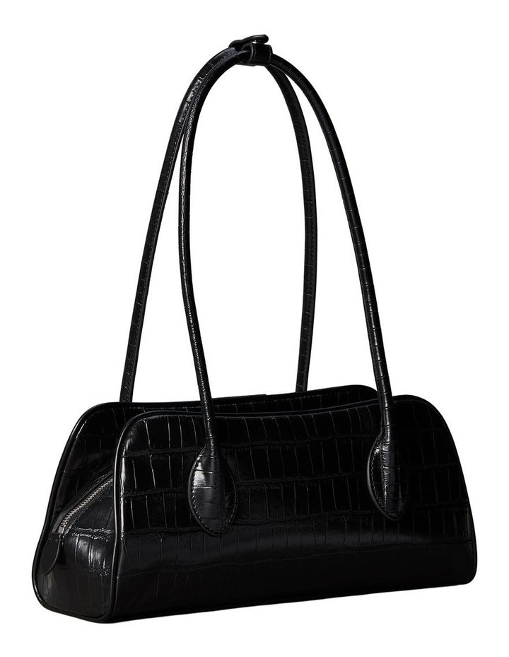 Emblem Trio Shoulder Bag in Black Croc