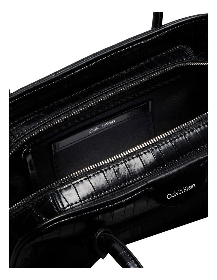 Emblem Trio Shoulder Bag in Black Croc