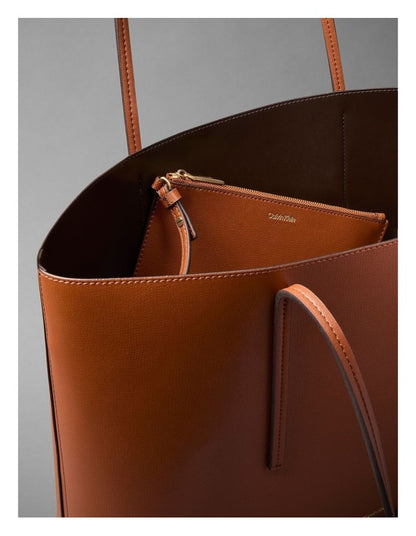 Foil Logo Tote Bag in Natural Umber