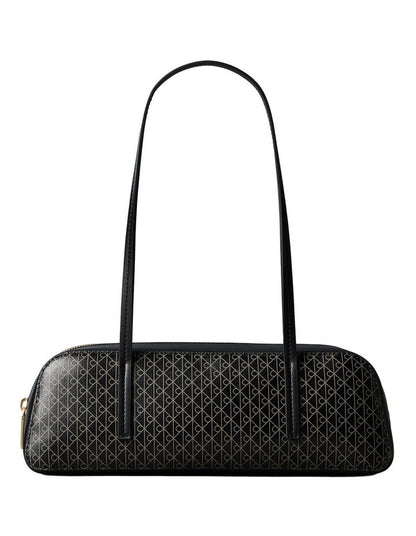 Emblem Allover Print Bauletto Shoulder Bag in Black