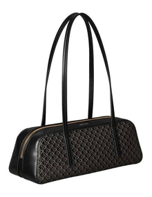 Emblem Allover Print Bauletto Shoulder Bag in Black