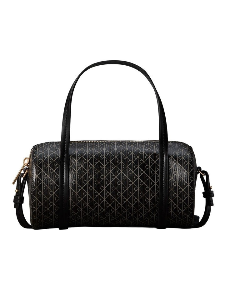 Emblem Allover Print Small Duffle Bag in Black