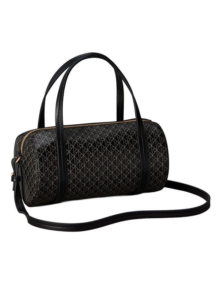 Emblem Allover Print Small Duffle Bag in Black