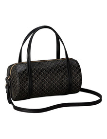 Emblem Allover Print Small Duffle Bag in Black