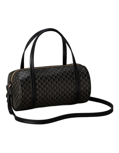 Emblem Allover Print Small Duffle Bag in Black