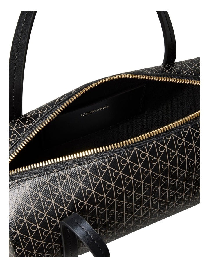 Emblem Allover Print Small Duffle Bag in Black