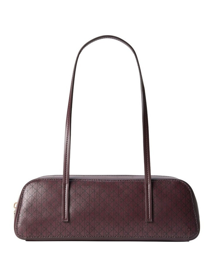 Emblem Allover Print Bauletto Shoulder Bag in Fudge