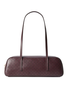 Emblem Allover Print Bauletto Shoulder Bag in Fudge