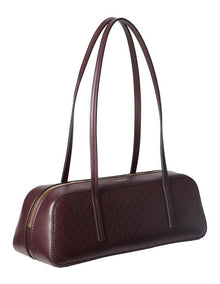Emblem Allover Print Bauletto Shoulder Bag in Fudge