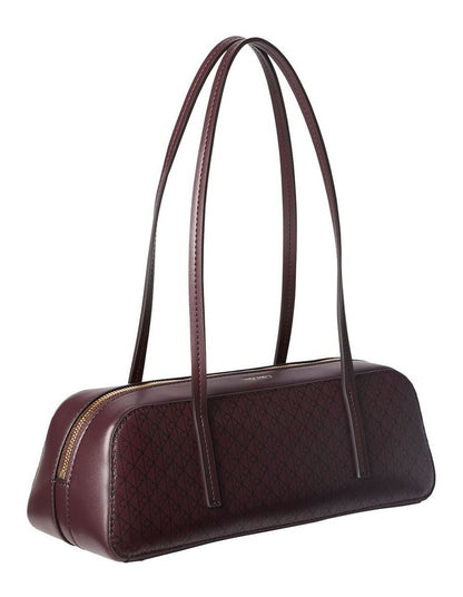 Emblem Allover Print Bauletto Shoulder Bag in Fudge