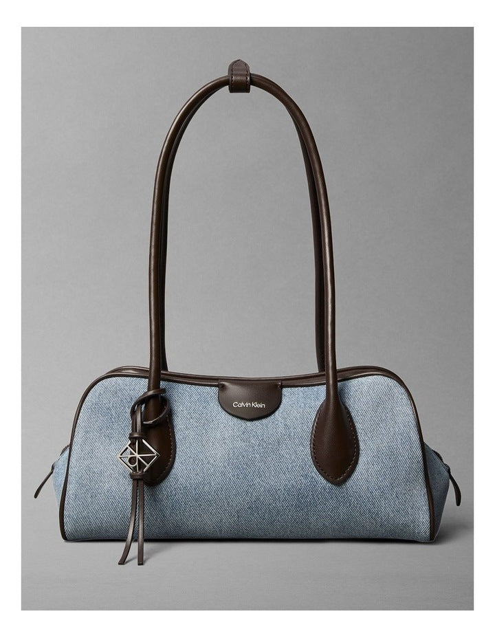 Emblem Trio Shoulder Bag in Light Wash Denim