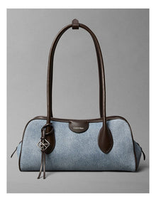 Emblem Trio Shoulder Bag in Light Wash Denim