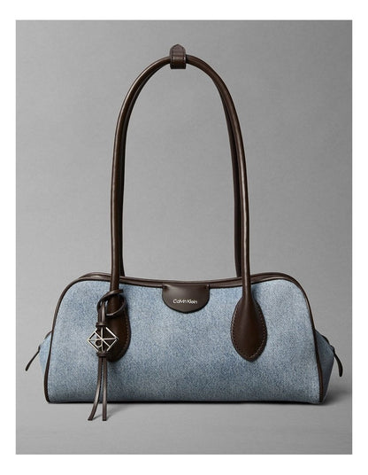 Emblem Trio Shoulder Bag in Light Wash Denim