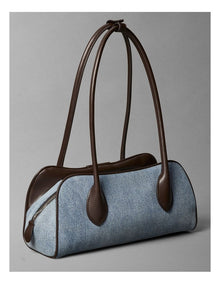 Emblem Trio Shoulder Bag in Light Wash Denim