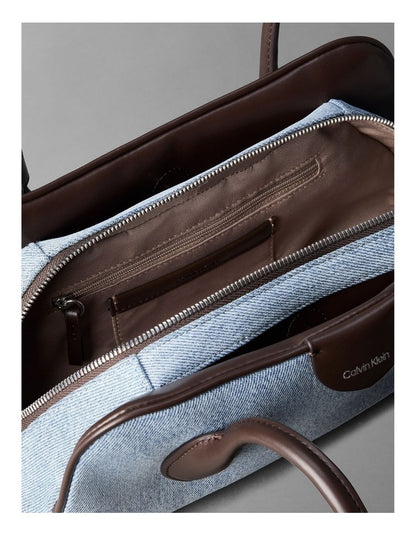 Emblem Trio Shoulder Bag in Light Wash Denim