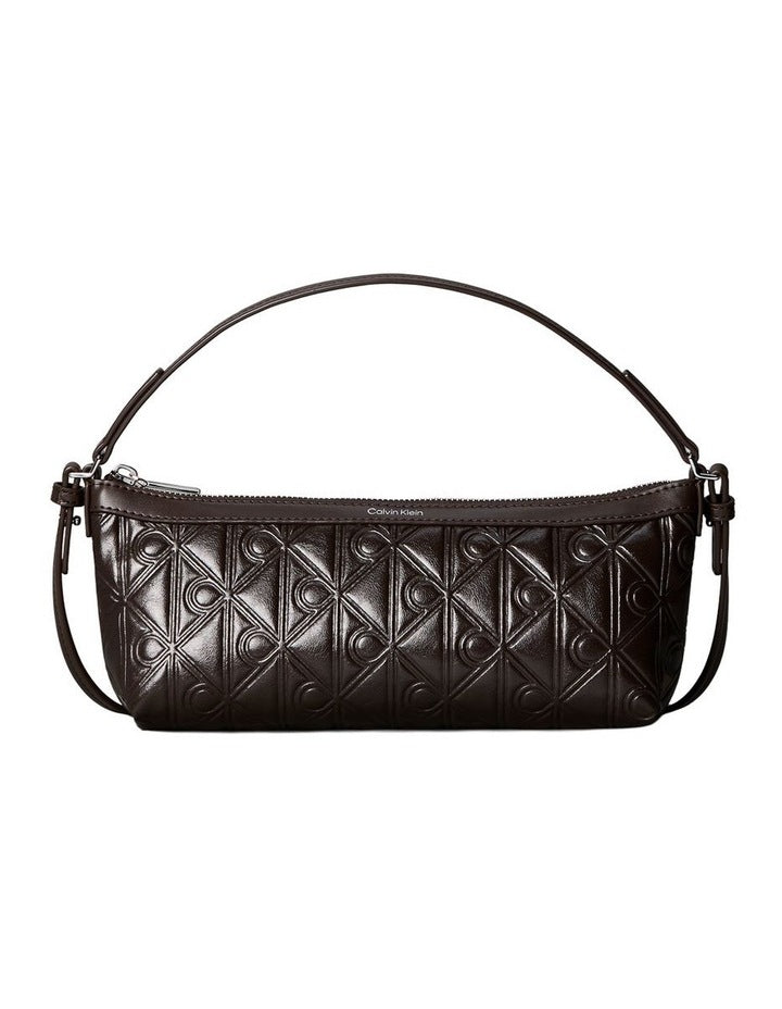 Emblem Allover Print Debossed Shoulder Bag in Delicioso