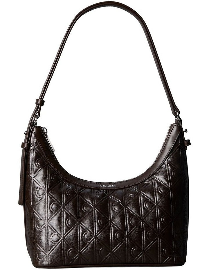 Emblem Allover Print Debossed Shoulder Bag in Delicioso