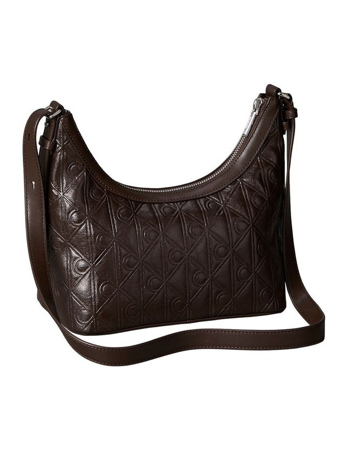 Emblem Allover Print Debossed Shoulder Bag in Delicioso