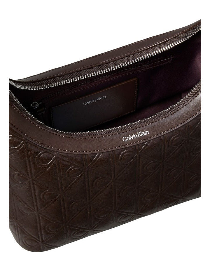 Emblem Allover Print Debossed Shoulder Bag in Delicioso