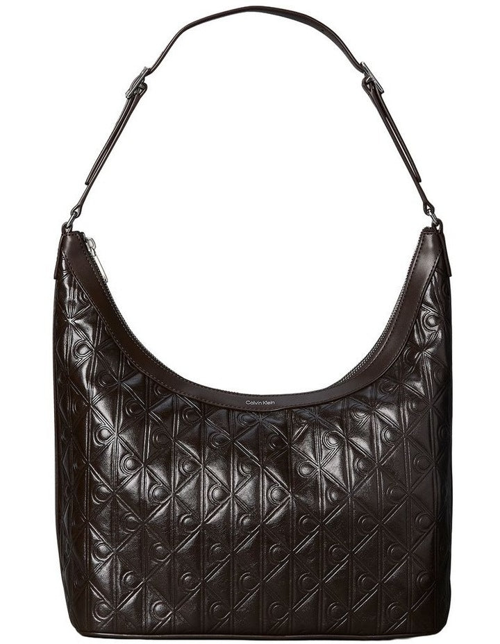 Emblem Allover Print Debossed Shoulder Bag in Delicioso